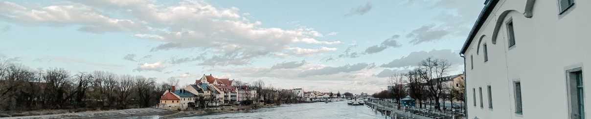Donau in Regensburg. Blick von der steinernen Brücke.